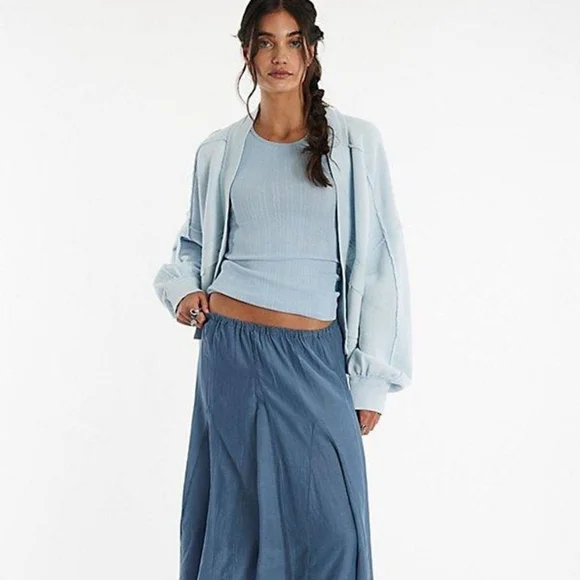 Free People We The Free Lou Day Cardi pastel blue cardigan sweatshirt women's XS - Picture 2 of 9